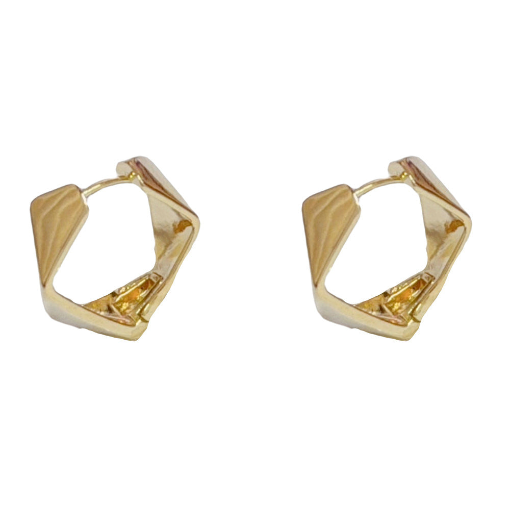 Eaioncol Faceted Diamond Hoop Earrings Gold Silver