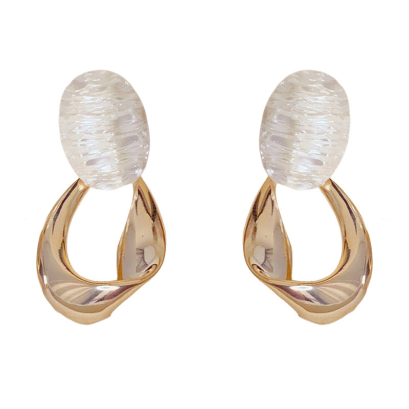 Eaioncol Oval Metal Geometric Drop Earrings Gold