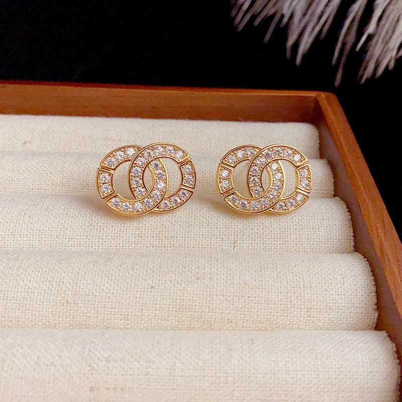 14K Gold-Plated Round Link Earrings - Chic Minimalist Design