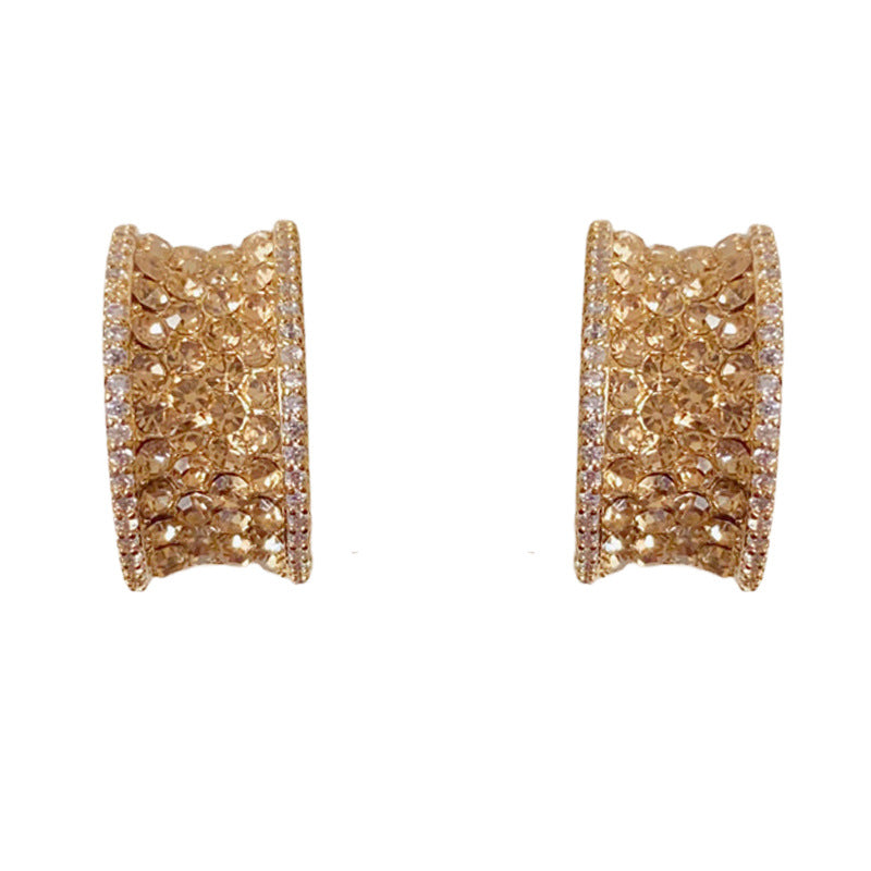 Eaioncol Full CZ Geometric Stud Earrings Gold Silver