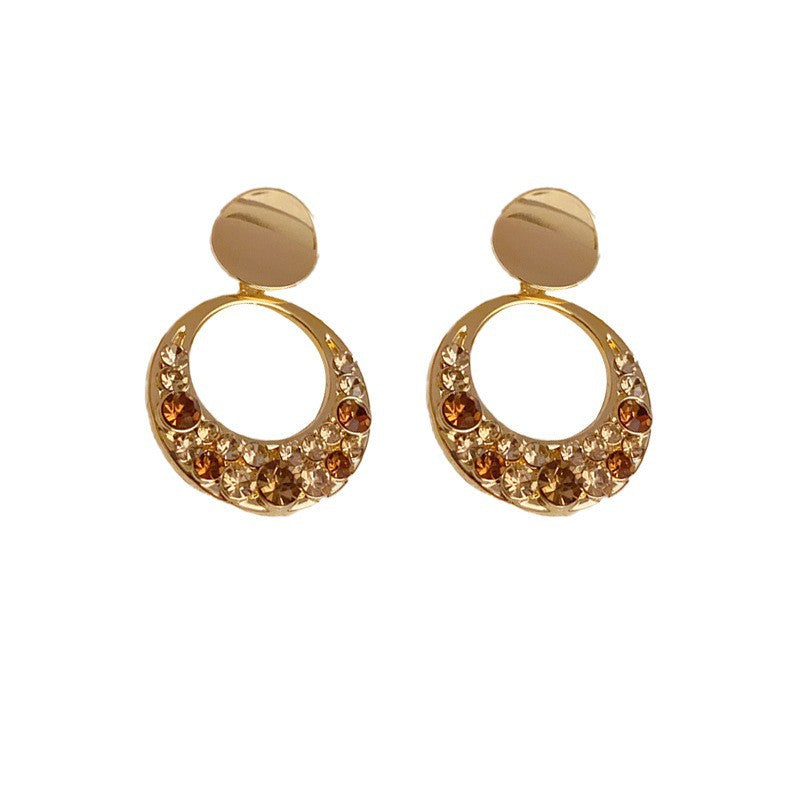 Eaioncol Full CZ Circle Drop Earrings 18K Gold