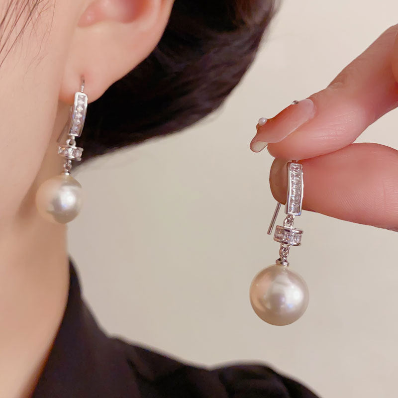 Elegant Zircon Pearl Ear Hooks Dorp Earrings – Minimalist Design