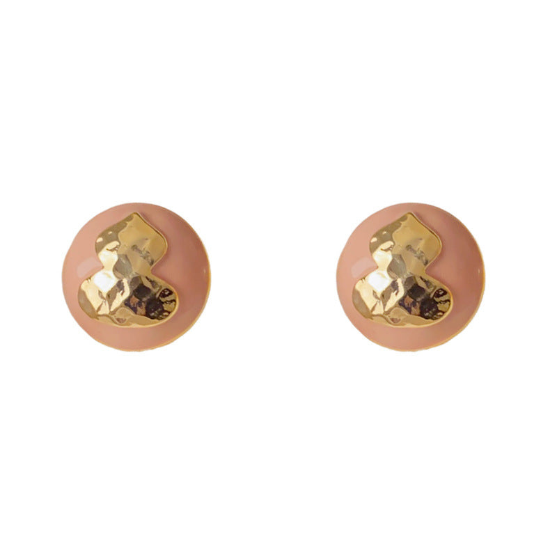 Luxury Gourd Circle Stud Earrings – Geometric Design