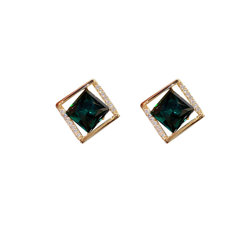 14k Gold-plated Elegant Diamond Zircon Stud Earrings - Minimalist Design