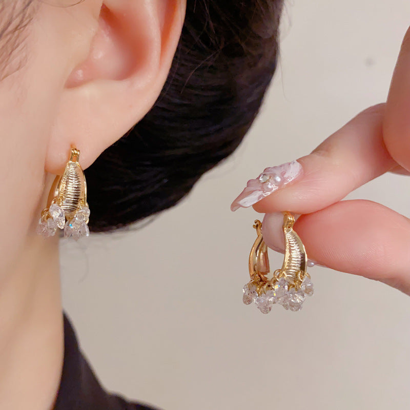 Eaioncol Crystal Circle Hoop Earrings Gold