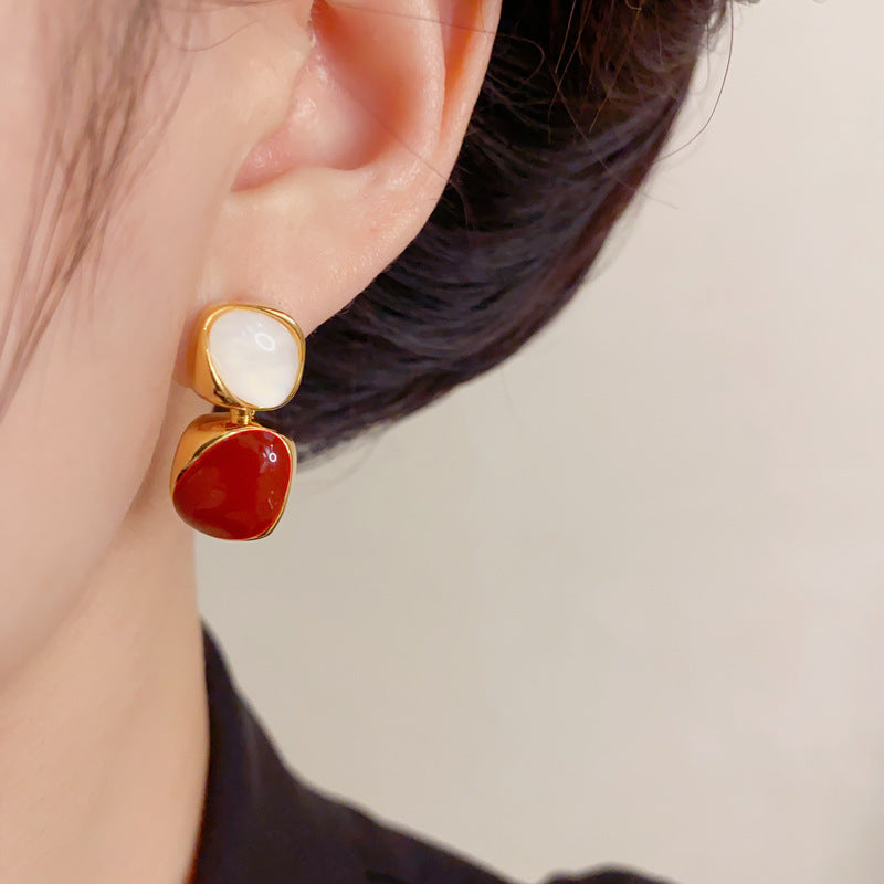 Elegant Drip-Oil Geometric Drop Earrings – Minimalist Design