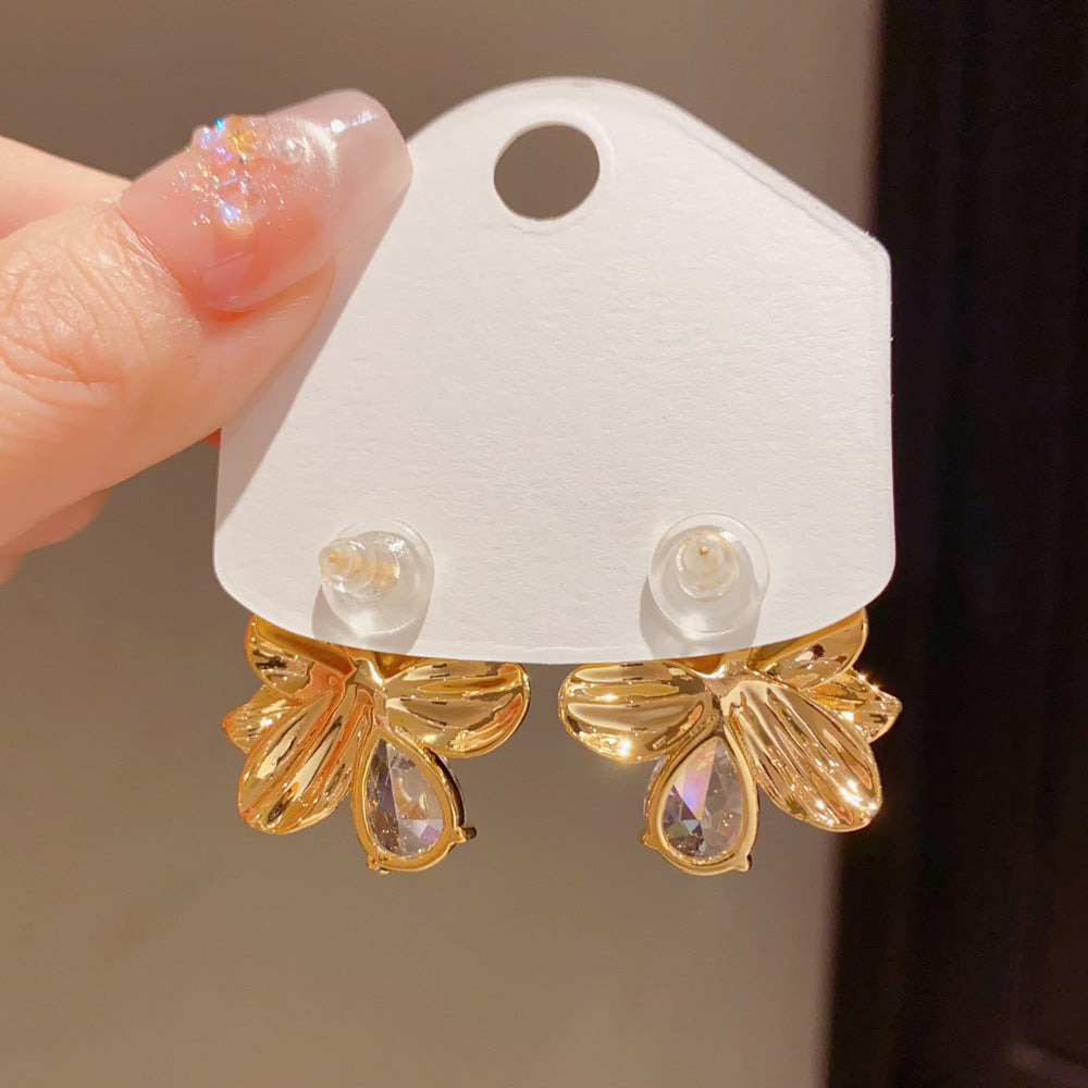 Eaioncol Floral Teardrop CZ Drop Earrings Gold Silver