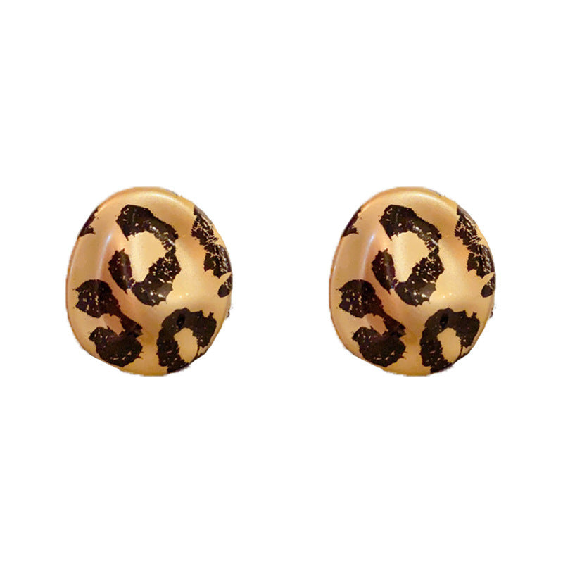 Luxury Leopard Oval Stud Earrings – Elegant Retro Design