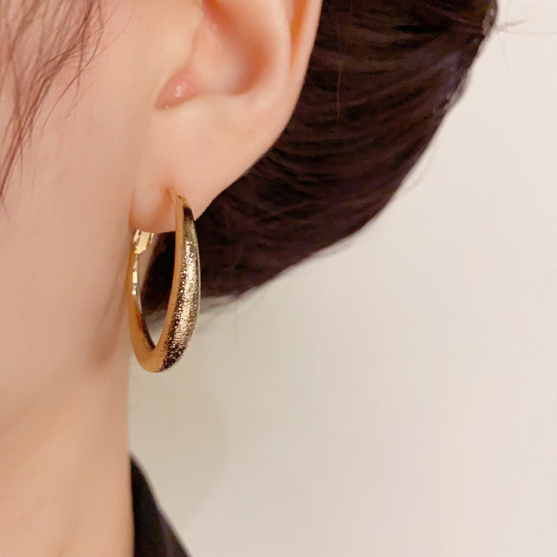 14K Gold-Plated Starry Matte Hoop Earrings - Elegant Sparkle Design