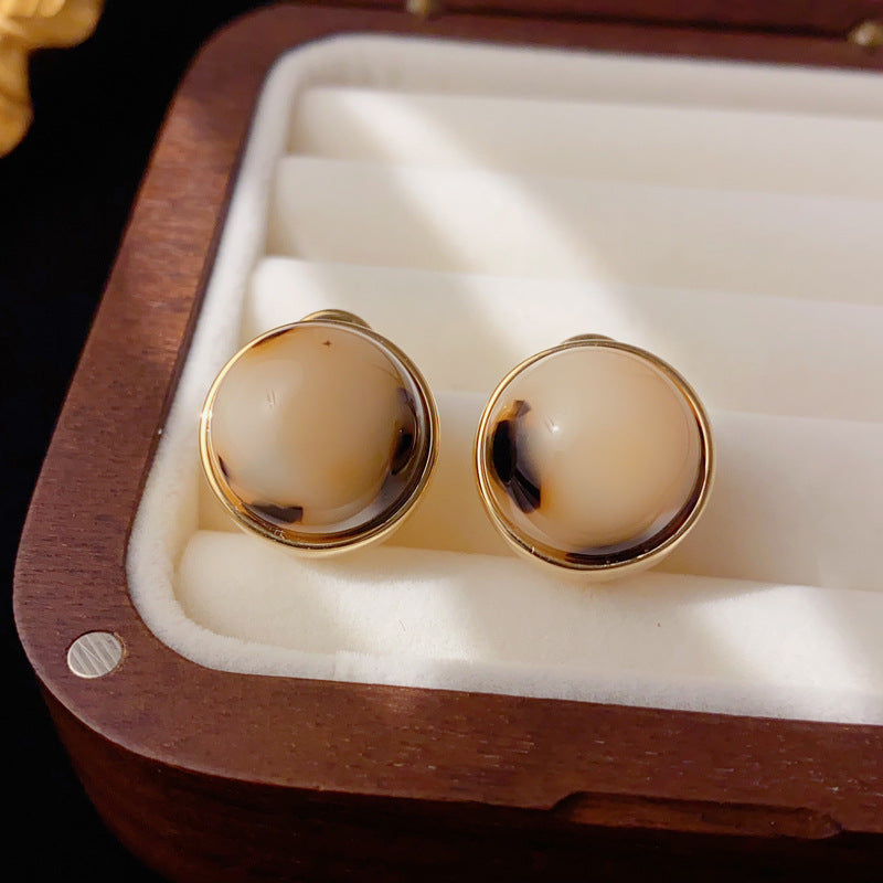 Luxury Leopard Print Round Ring Stud Earrings – Geometric Design