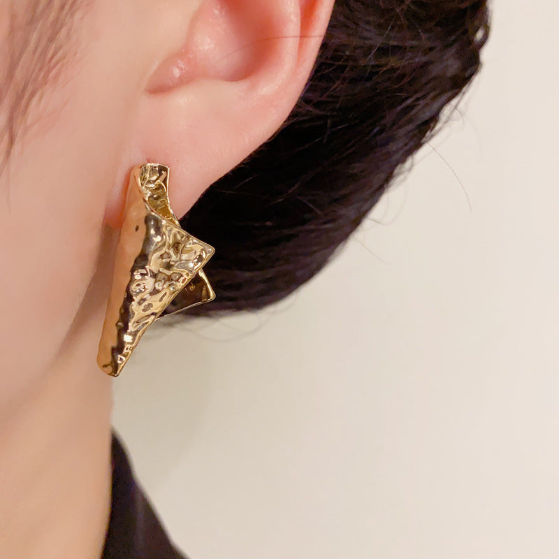 Luxury Metal Irregular Geometric Drop Earrings – Elegant Design