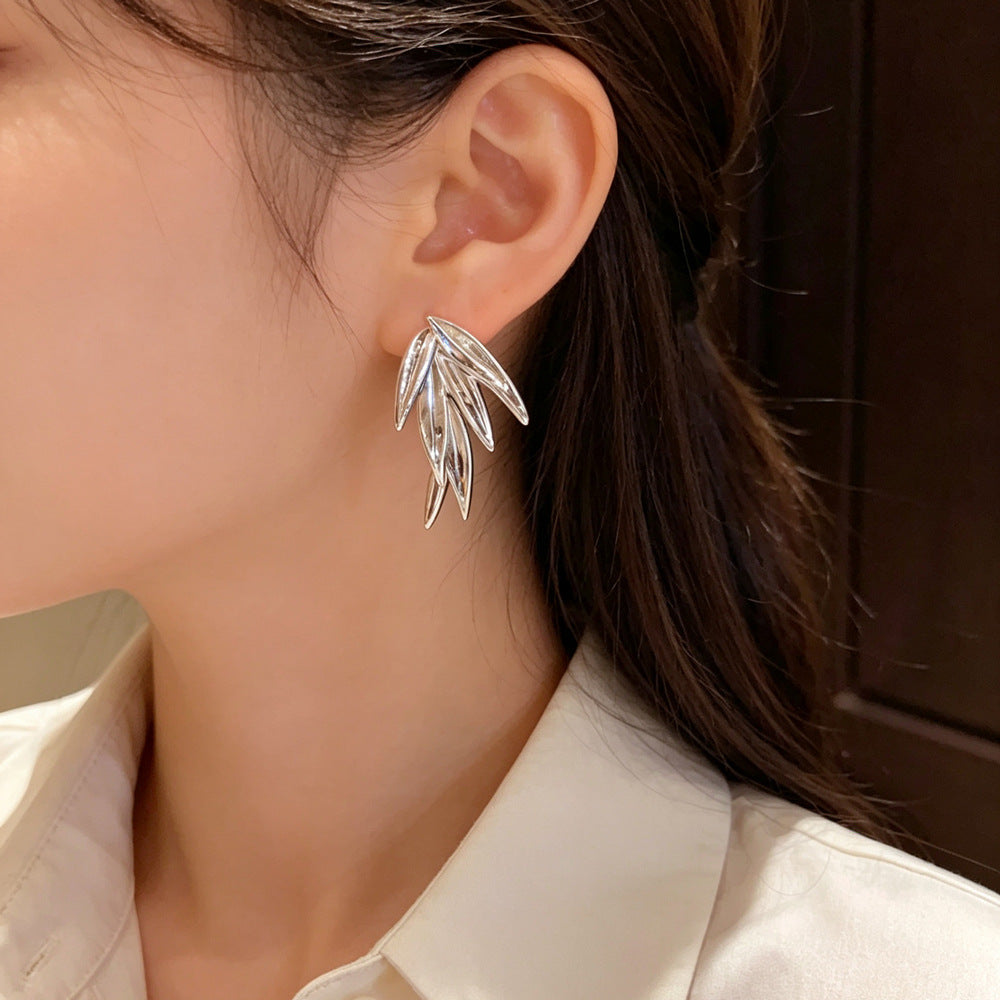 Eaioncol Bamboo Leaf Earrings 14K Gold Plated & Silver Plated