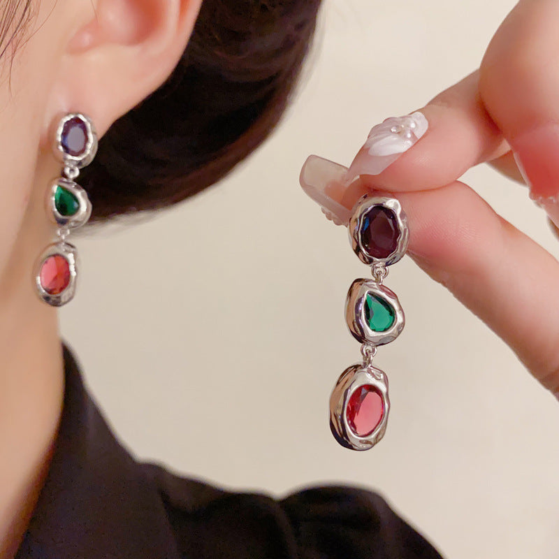 Elegant Irregular Colorful Tassel Earrings – Geometric Design