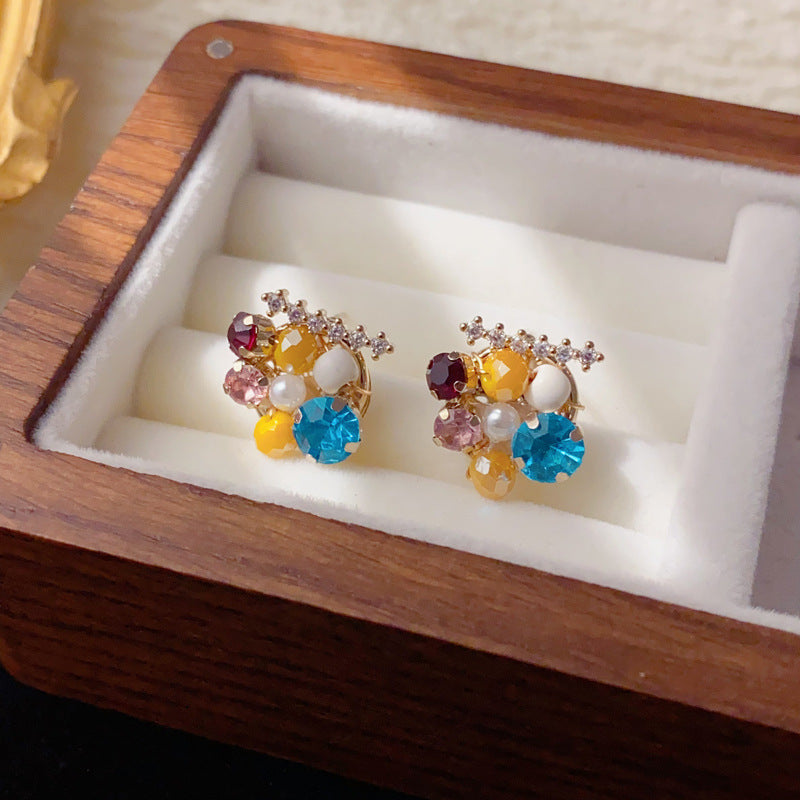 Luxury Handmade Beaded Stud Earrings – Geometric Design