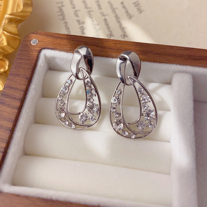 Luxury Zircon Hollow Geometric Drop Earrings – Elegant Design