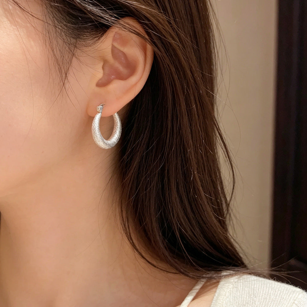Eaioncol Matte Geometric Hoop Earrings Gold Silver