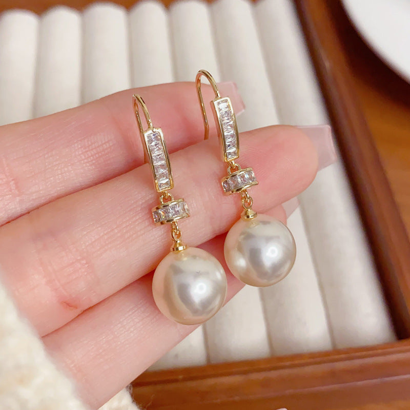 Elegant Zircon Pearl Ear Hooks Dorp Earrings – Minimalist Design