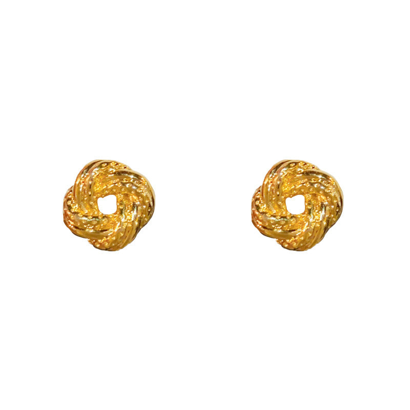 18K Gold-Plated Metallic Braided Circle Earrings - Minimalist Design