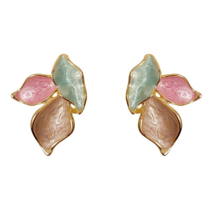 Eaioncol Colorful Leaf Hoop Earrings Gold
