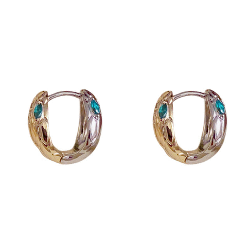 French-Style Gold-Silver Snake Earrings – Animal-Inspired Design