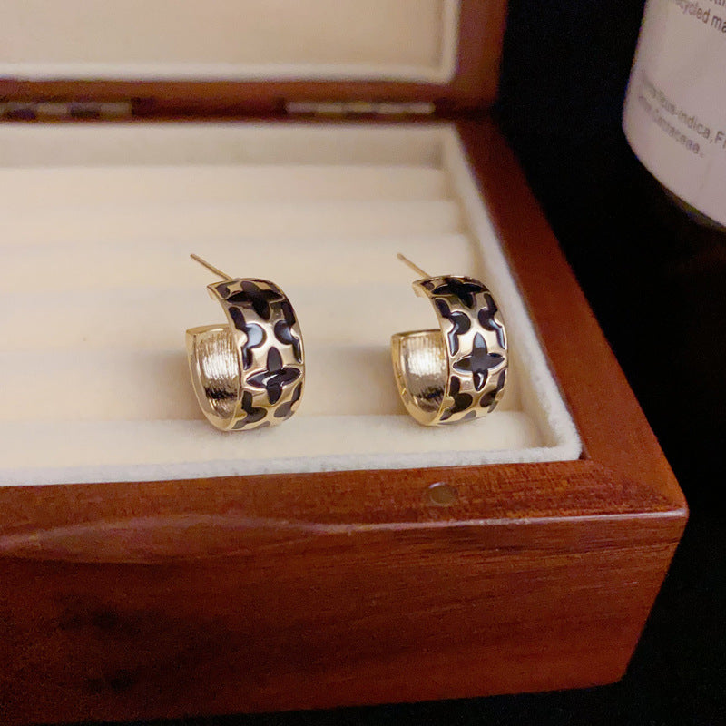 14K Gold-Plated Geometric Leopard Print Hoop Earrings -Chic and Unique