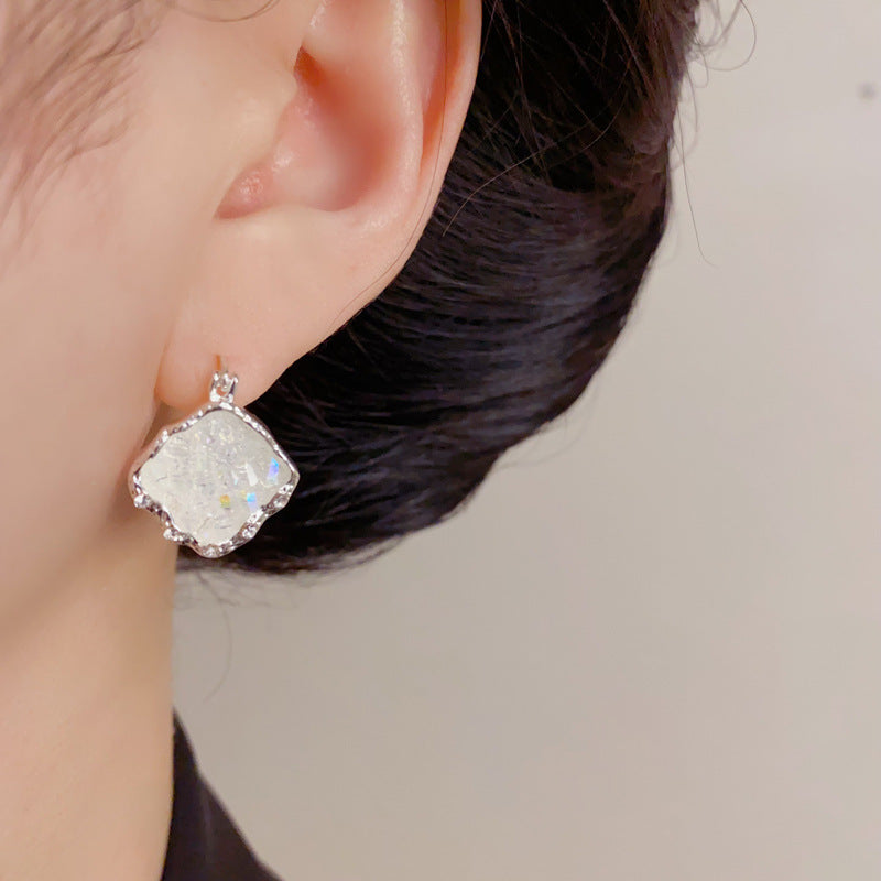 Eaioncol Square Crystal Drop Earrings Green