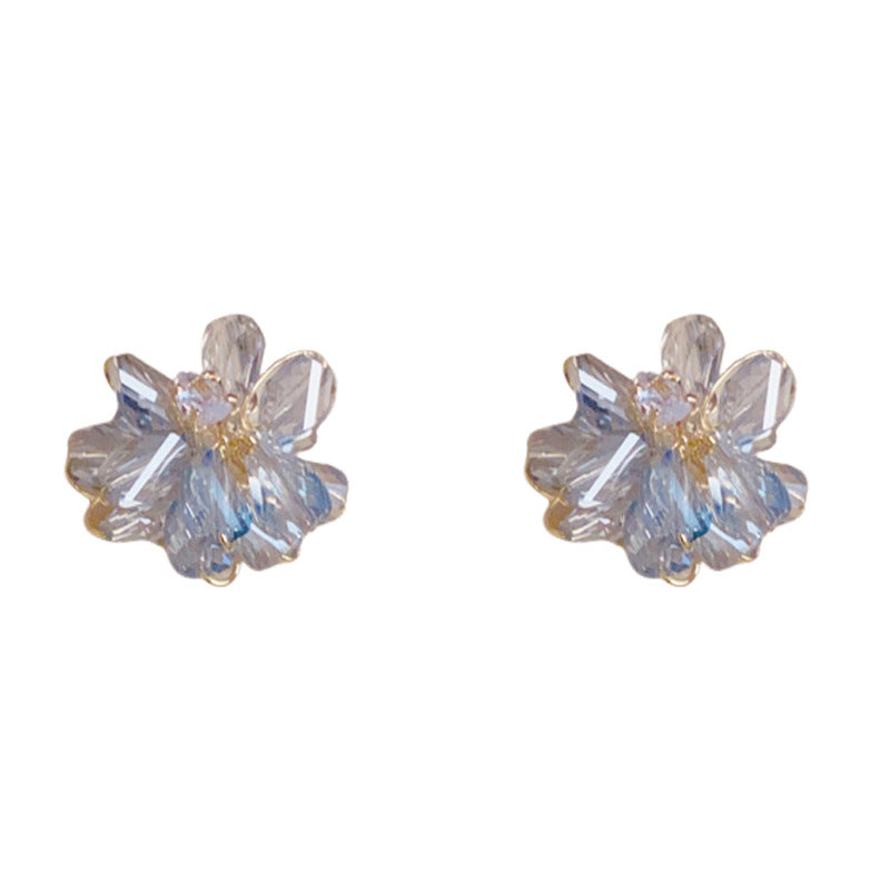 Luxury Hand-Wrapped Crystal Bead Petal Stud Earrings – Floral Design
