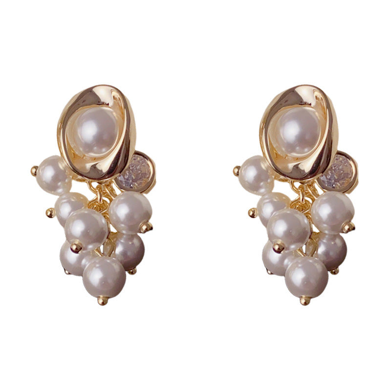Luxury Geometric Pearl Bead Tassel Drop Earrings – Elegant Design