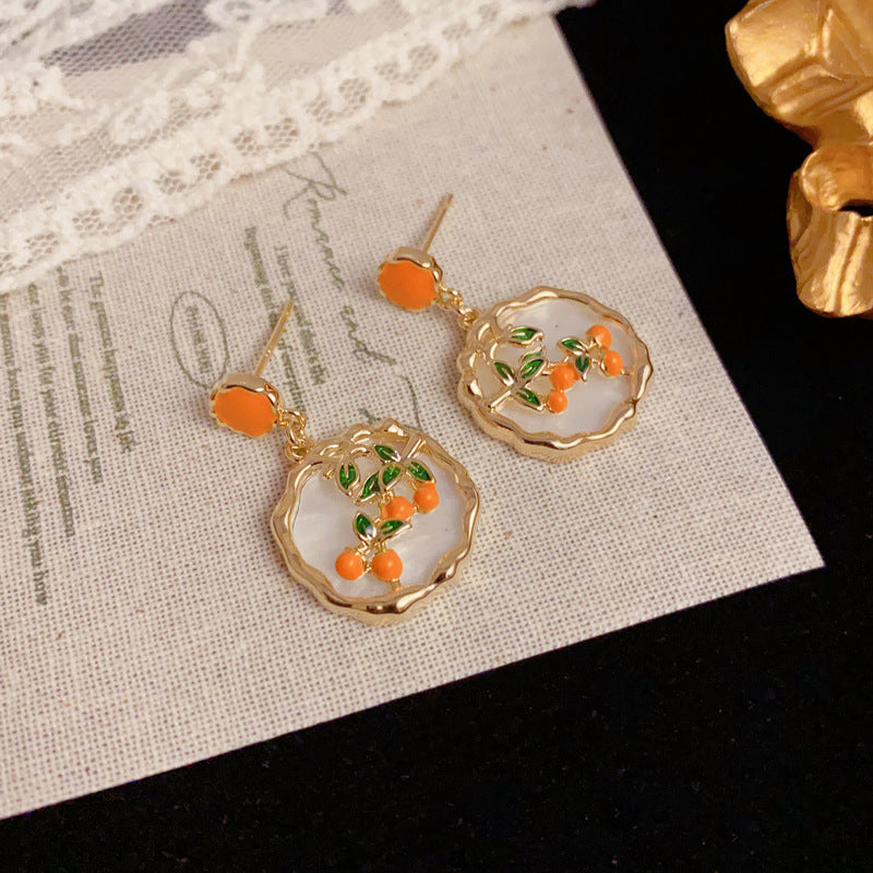 Luxury Persimmon Geometric Drop Gold Earrings – Elegant Design