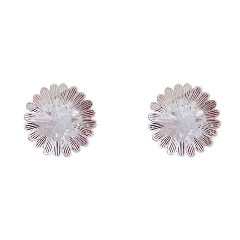 Luxury Metal Frost Flower Petal Stud Earrings – Elegant Design