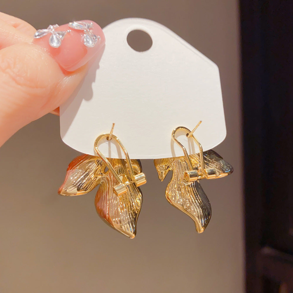 Eaioncol Colorful Leaf Hoop Earrings Gold