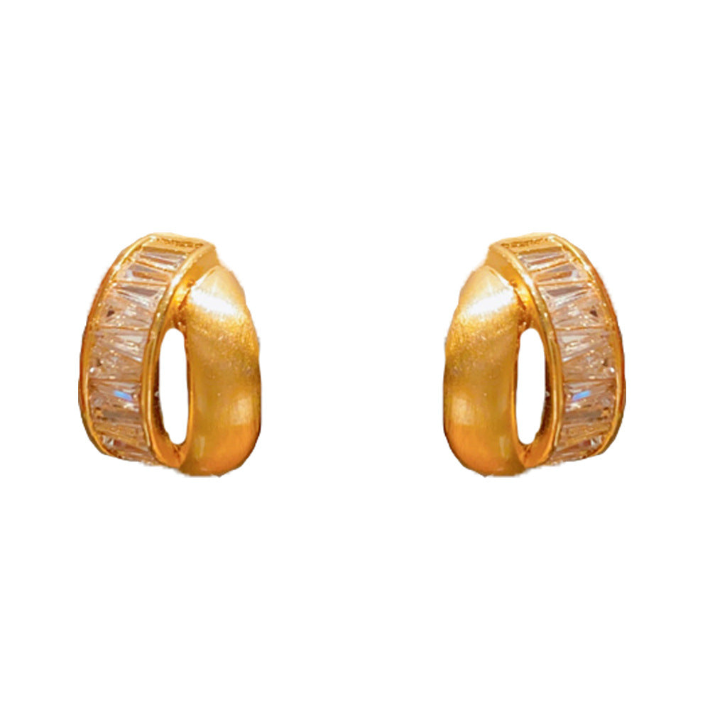 Eaioncol Geometric CZ Stud Earrings Gold Silver