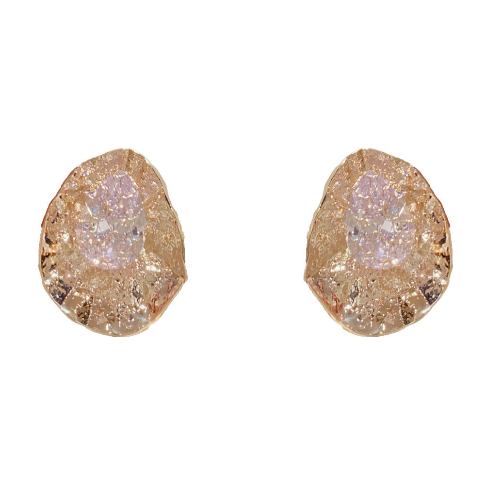 Eaioncol Coffee Irregular CZ Teardrop Earrings 14K Gold Plated