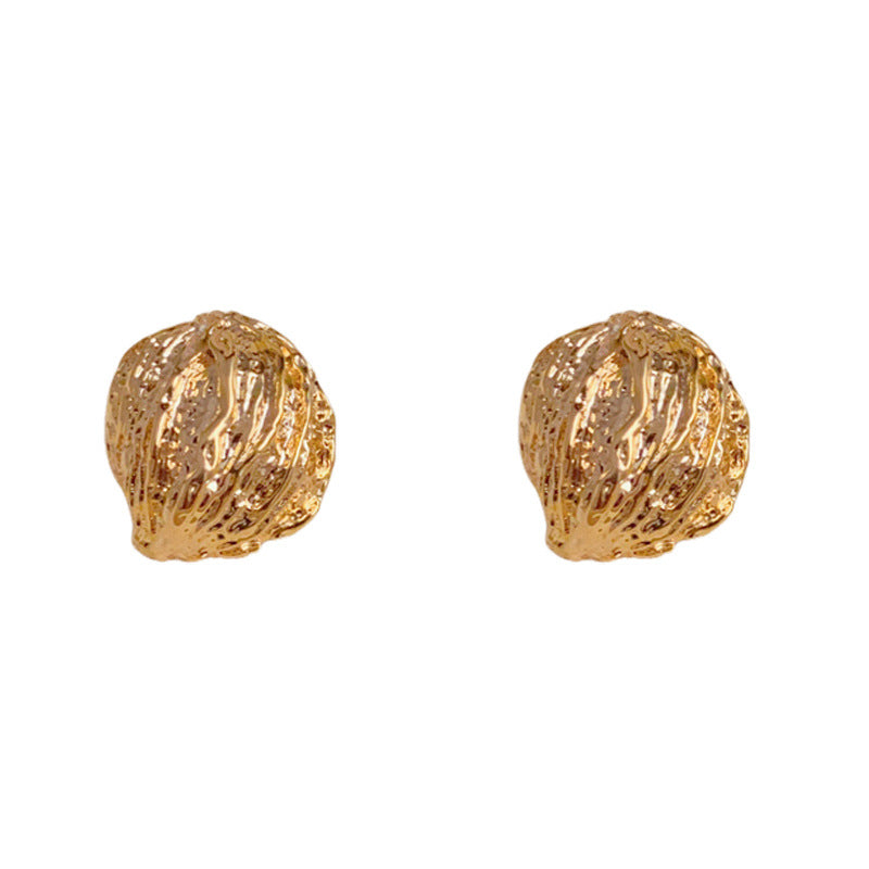 Elegant Irregular Metal Round Stud Earrings – Geometric Design
