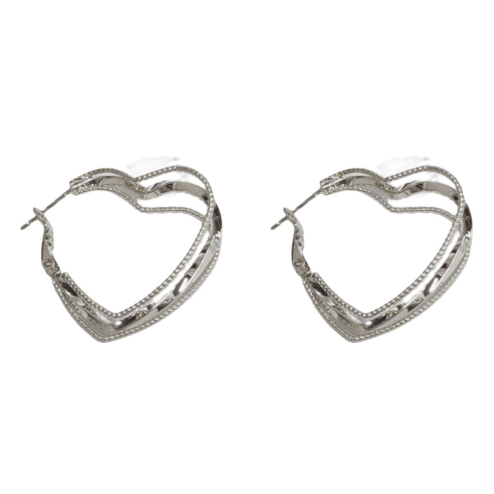 Eaioncol Layered Heart Hoop Earrings Gold Silver