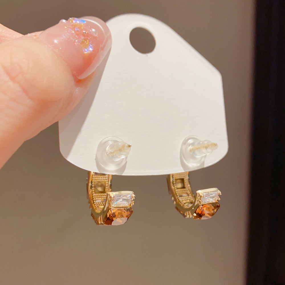 Eaioncol Square CZ Hoop Earrings Gold