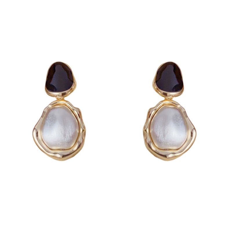 Luxury Enamel Gold-Silver 2Tone Brushed Drop Earrings – Elegant Design