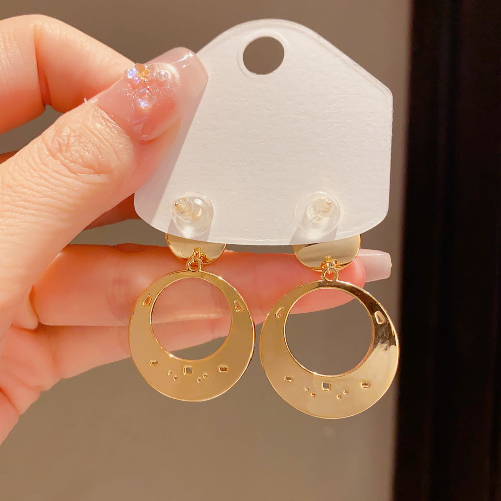 Eaioncol Full CZ Circle Drop Earrings 18K Gold