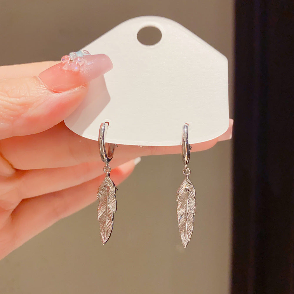 Eaioncol Feather Tassel Hoop Earrings 14K Gold & Silver Plated