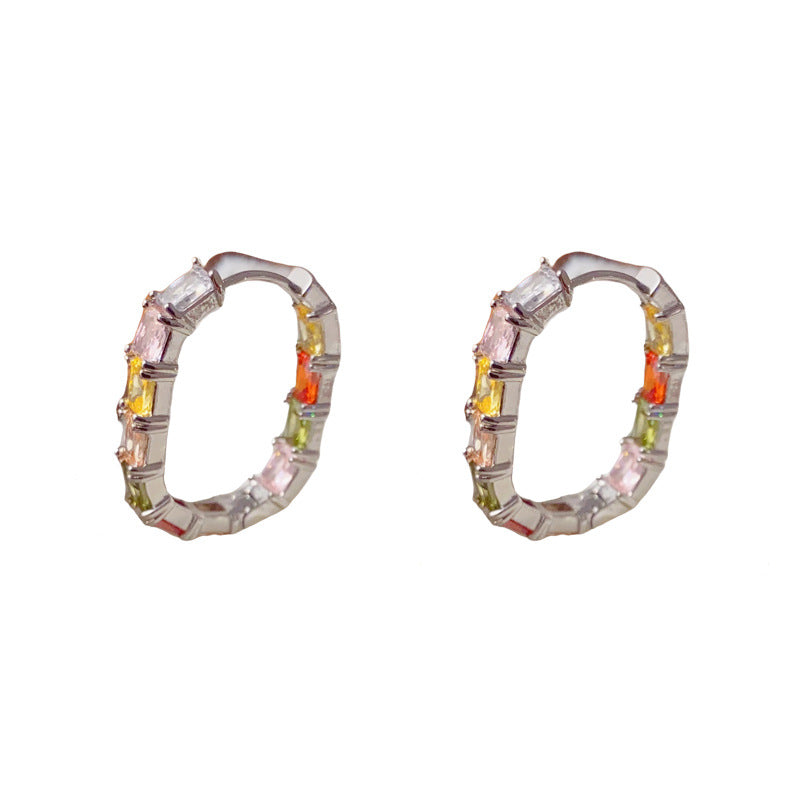Luxury Colorful Zircon Geometric Ear Cuff Earrings – Elegant Design