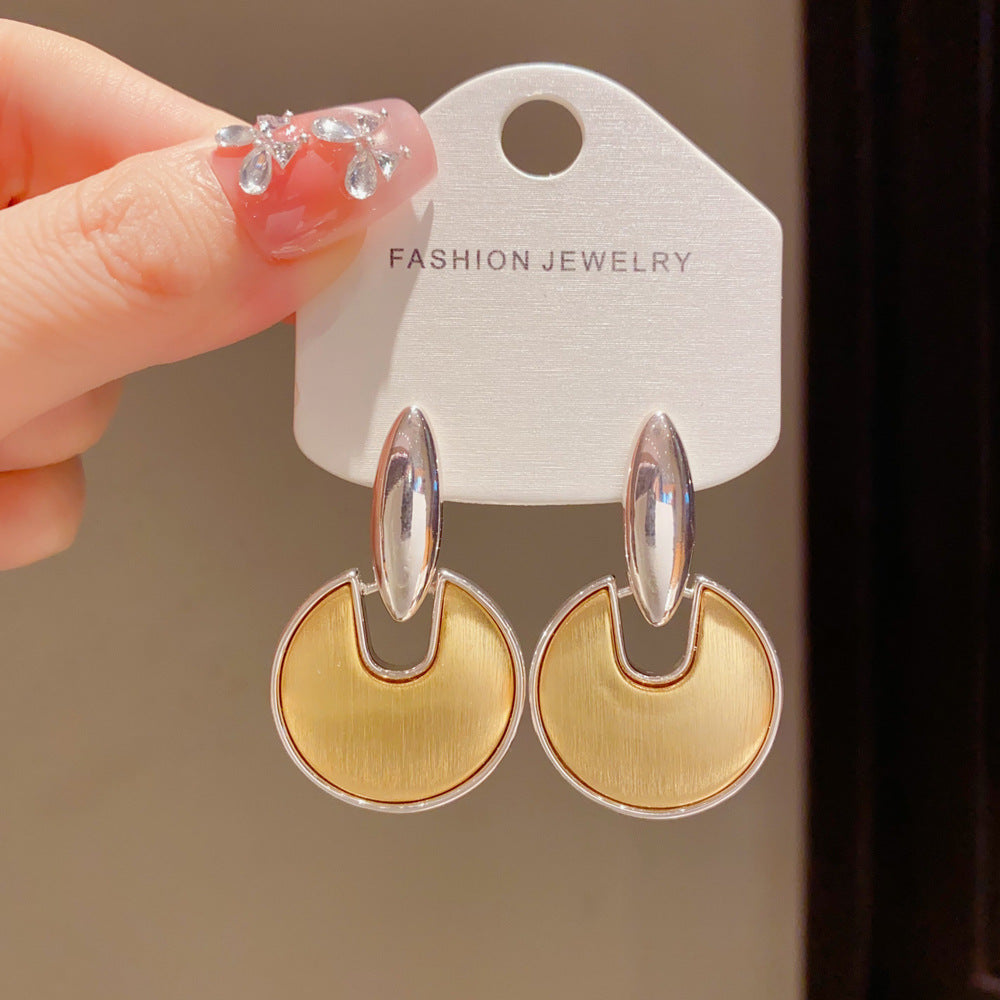 Eaioncol Two-Tone Circle Drop Earrings 14K Gold & Silver Plated