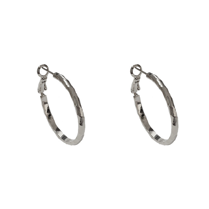 14K Gold-Plated Metal Texture Hoop Earrings - Chic Minimalist Design