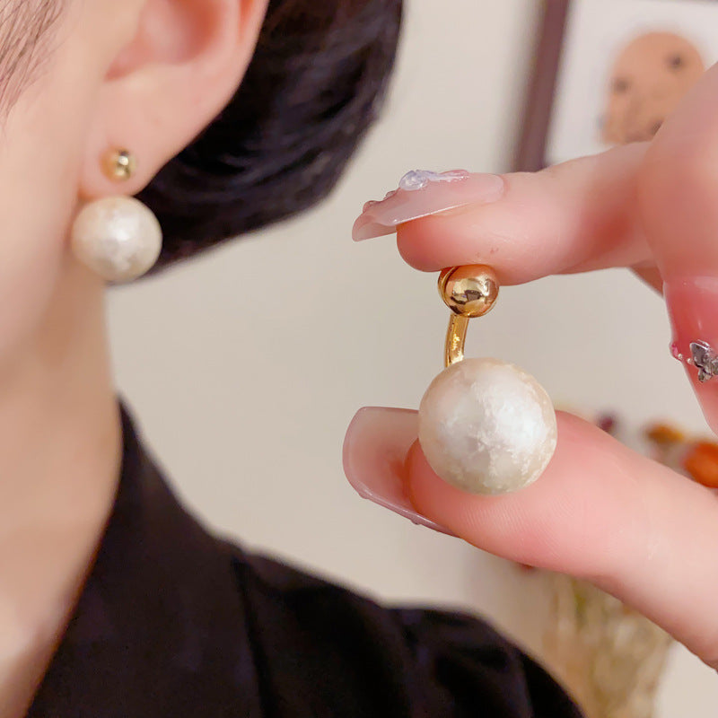 Eaioncol Cotton Pearl Geometric Hoop Earrings Gold