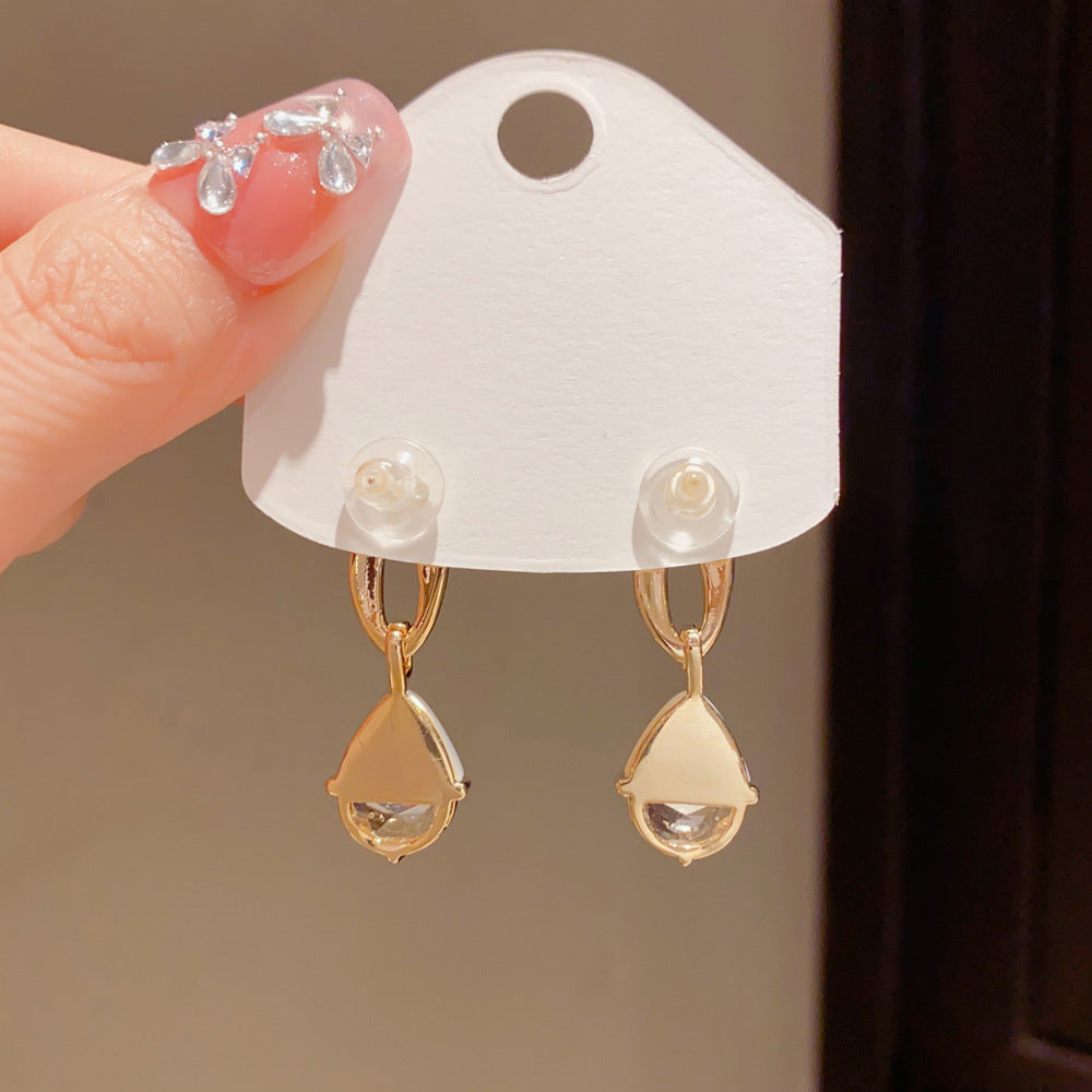 Eaioncol Geometric Mother of Pearl Drop Earrings Gold Silver