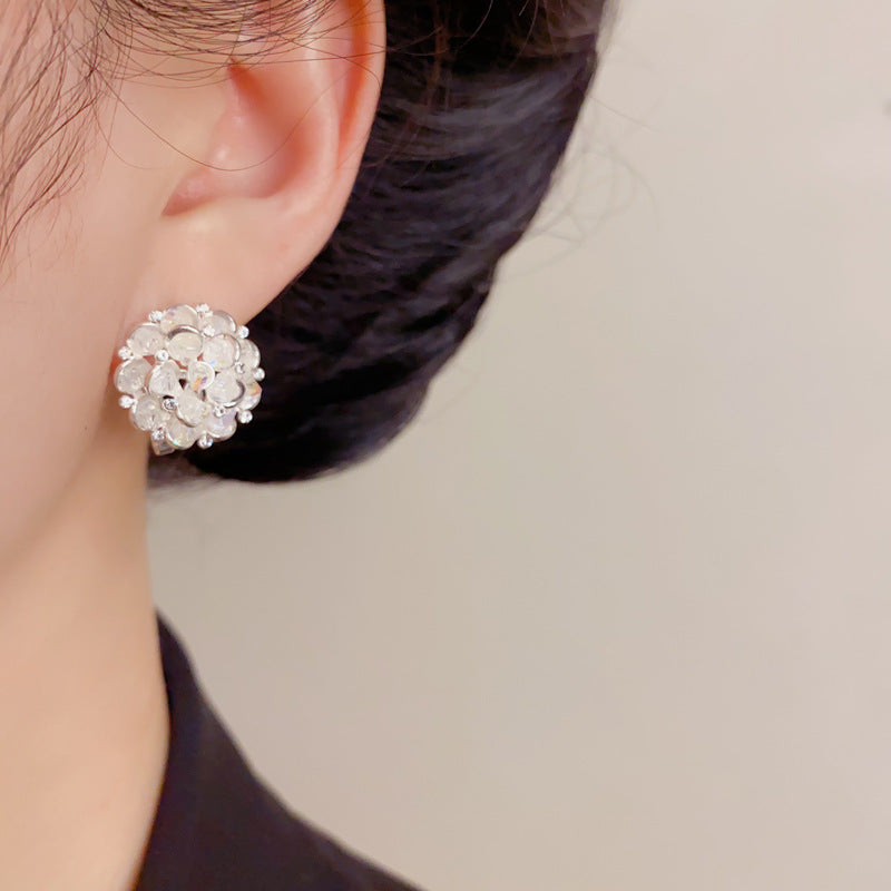Eaioncol Handmade Crystal Flower Stud Earrings Gold