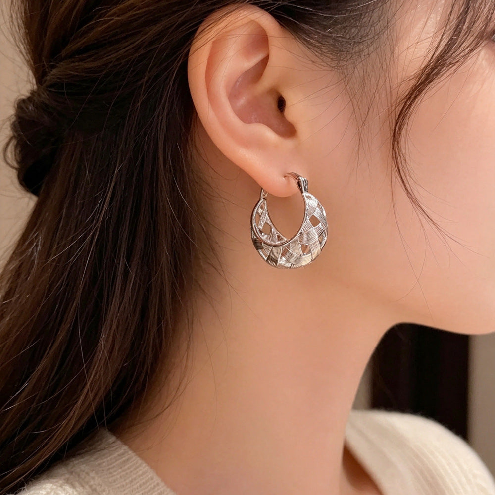 Eaioncol U-Shape Woven Hoop Earrings 14K Gold & Silver Plated