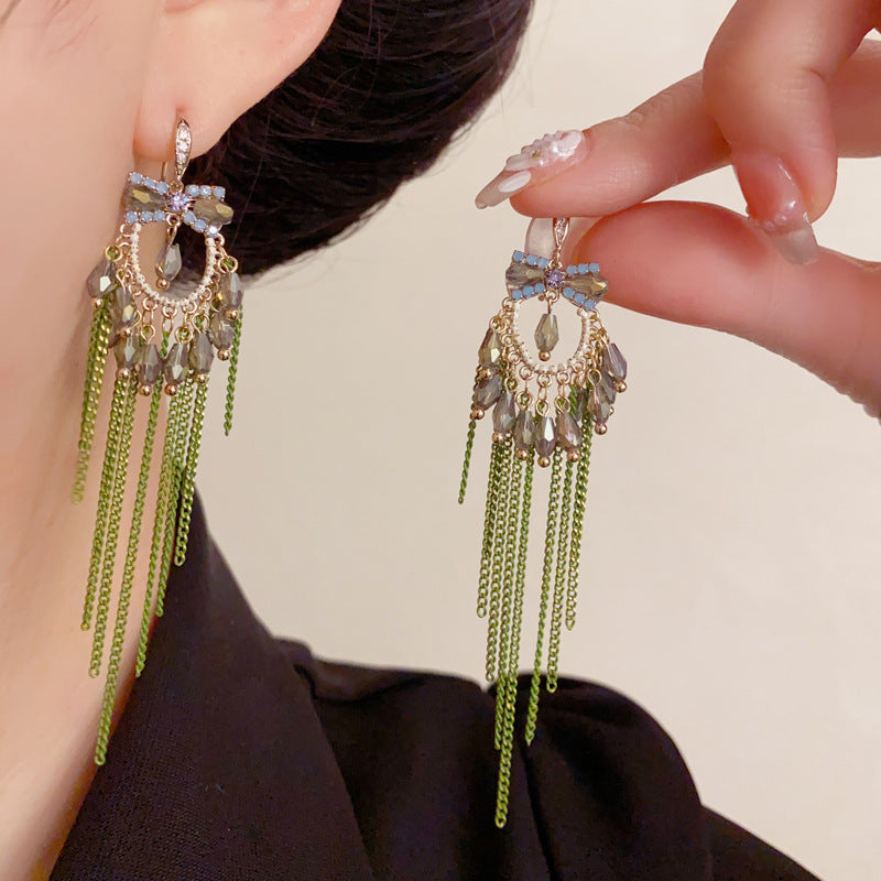 Luxury Handcrafted Bow Teardrop Tassel Drop Earrings – French Design