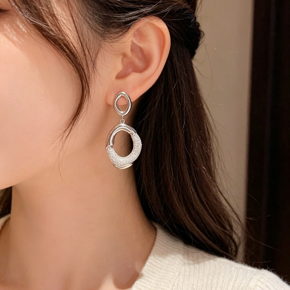 Eaioncol Mesh Geometric Drop Earrings Gold Silver