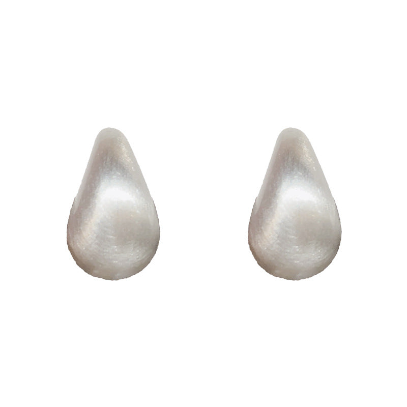 14K Gold Plated Silver Metal Brushed Teardrop Stud Earrings - S925 Silver Posts