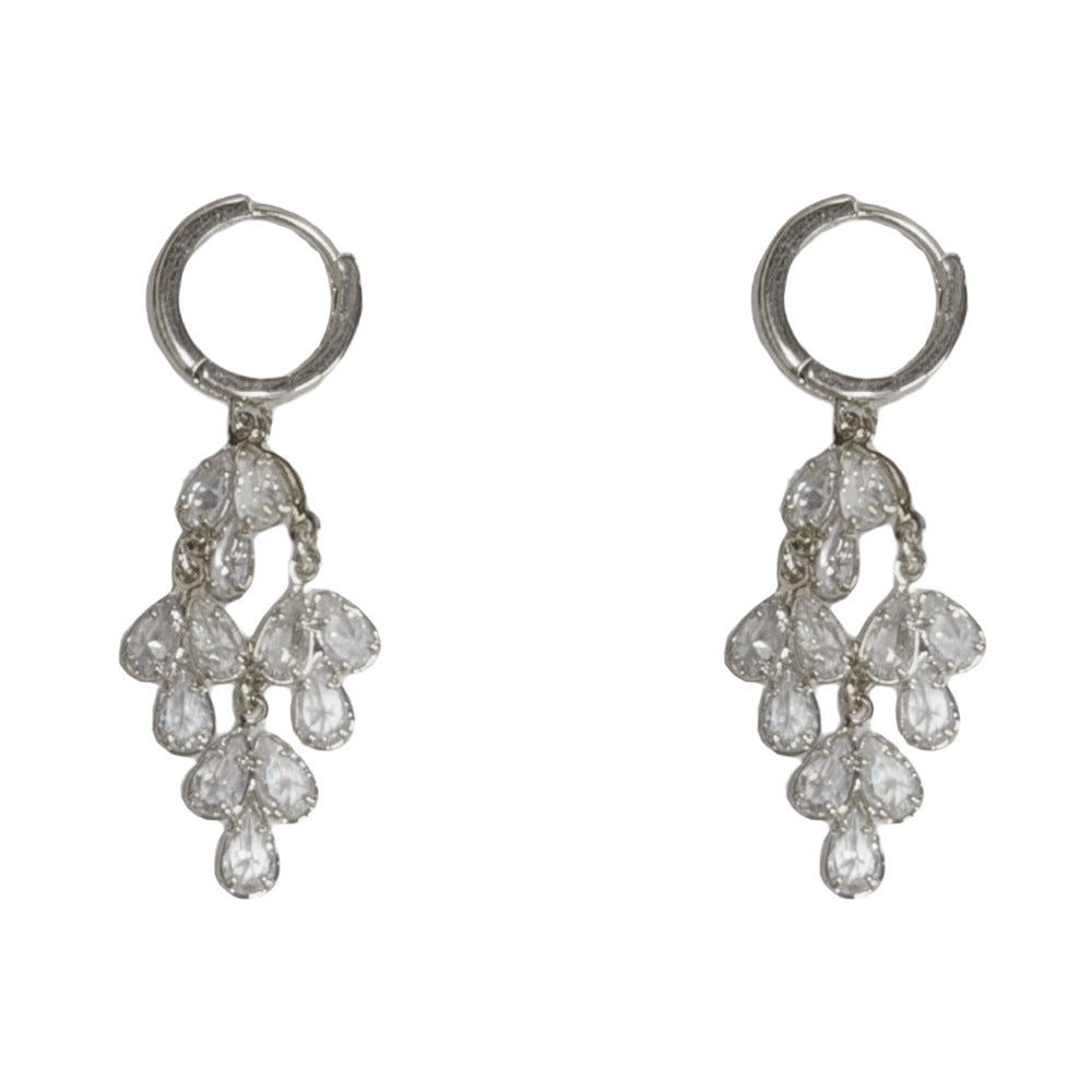 Eaioncol Leaf CZ Tassel Earrings 14K Gold & Silver Plated